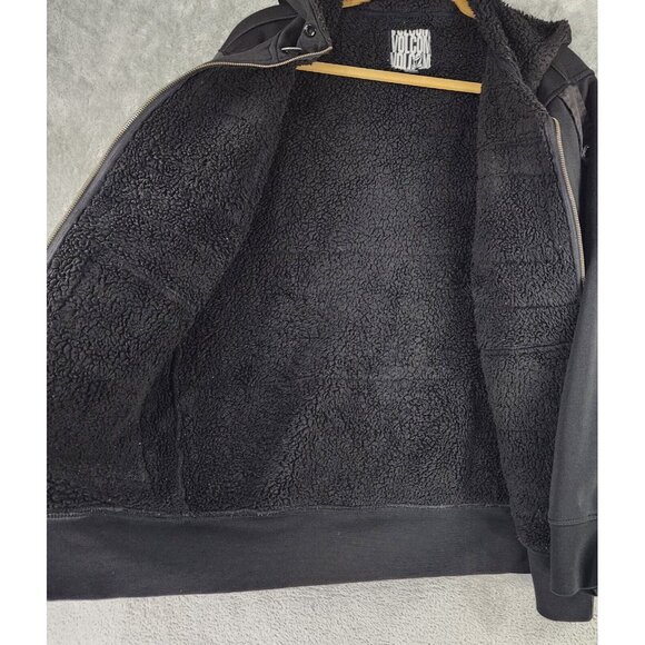Volcom Jacket Mens Small Black Sherpa Lined Full Zip Hooded Long Sleeve Coat - Picture 3 of 12